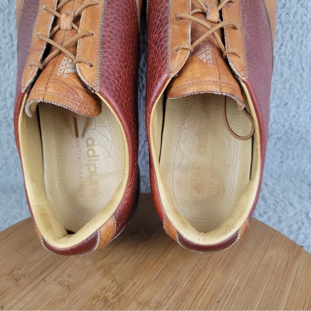 Men's Adidas Gold Shoes Brown and Tan Leather Shoes - Picture 11 of 11